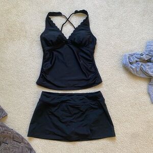 Garnet hill swimsuit tankini set black size xs 2